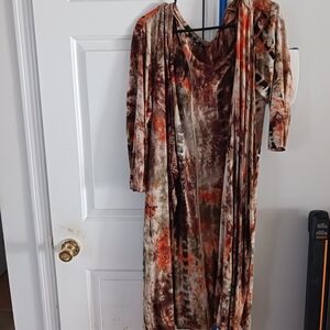 Elegant Tie-Dye Women's Duster Cardigan